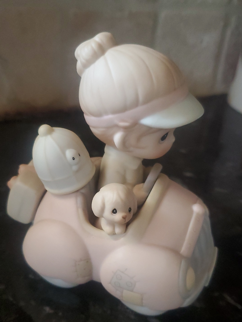 Precious Moments Pastel Pink Figurine with Light Blue Accents